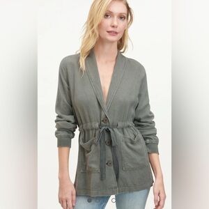 Splendid Soleil Jacket with self tie waist Soft Vintage Olive Green Medium NWT
